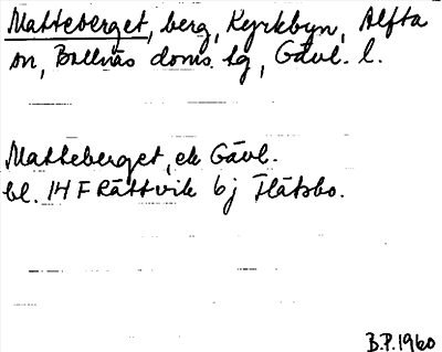 Bild på arkivkortet för arkivposten Matteberget