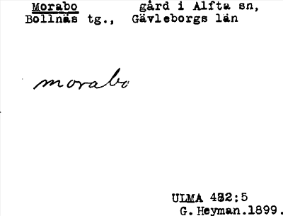 Bild på arkivkortet för arkivposten Morabo