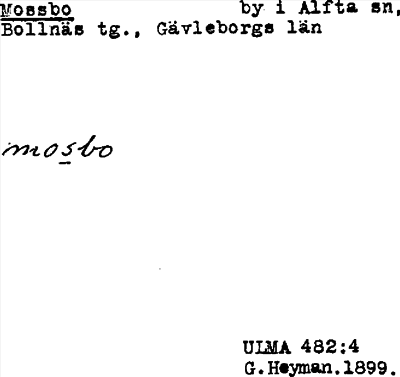Bild på arkivkortet för arkivposten Mossbo