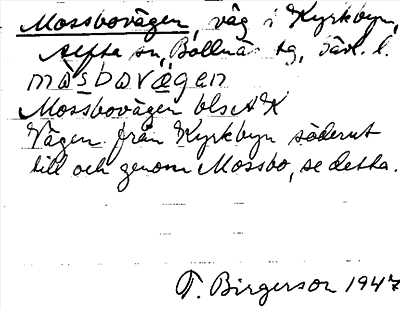 Bild på arkivkortet för arkivposten Mossbovägen