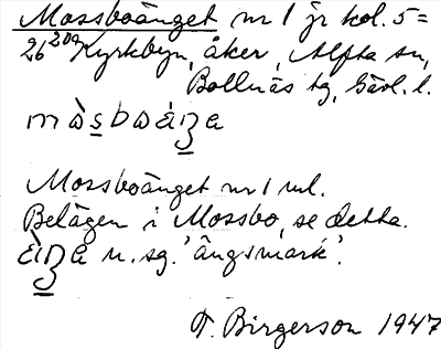 Bild på arkivkortet för arkivposten Mossboänget