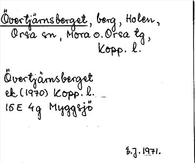 Bild på arkivkortet för arkivposten Övertjärnsberget