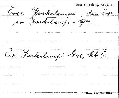 Bild på arkivkortet för arkivposten Övre Koskilampi