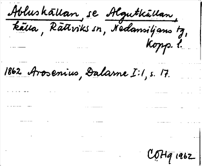 Bild på arkivkortet för arkivposten Abluskällan, se Algutkällan