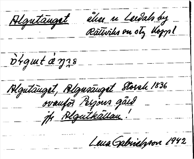 Bild på arkivkortet för arkivposten Algutänget = Algutkällan