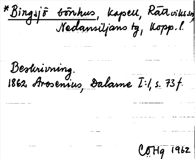 Bild på arkivkortet för arkivposten *Bingsjö bönhus