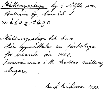 Bild på arkivkortet för arkivposten Mållongsstuga