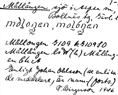 Bild på arkivkortet för arkivposten Mållången