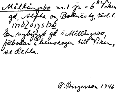 Bild på arkivkortet för arkivposten Mållångsbo