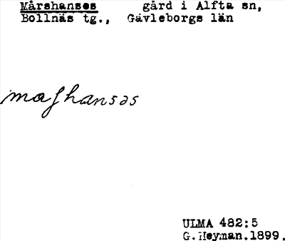 Bild på arkivkortet för arkivposten Mårshanses