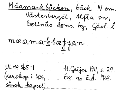 Bild på arkivkortet för arkivposten Mäamackbäcken