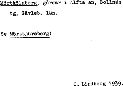 Bild på arkivkortet för arkivposten Mörtkölaberg