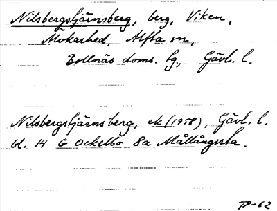 Bild på arkivkortet för arkivposten Nilsbergstjärnsberg