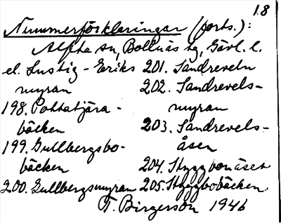 Bild på arkivkortet för arkivposten Nummerförteckning