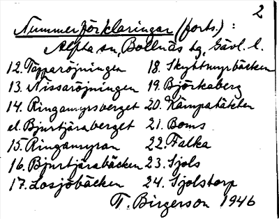 Bild på arkivkortet för arkivposten Nummerförteckning