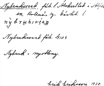 Bild på arkivkortet för arkivposten Nybrukssved