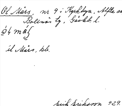 Bild på arkivkortet för arkivposten Ol Mårs