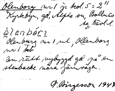 Bild på arkivkortet för arkivposten Olenborg