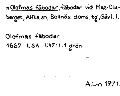 Bild på arkivkortet för arkivposten *Olofmas fäbodar