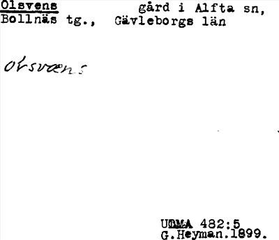 Bild på arkivkortet för arkivposten Olsvens