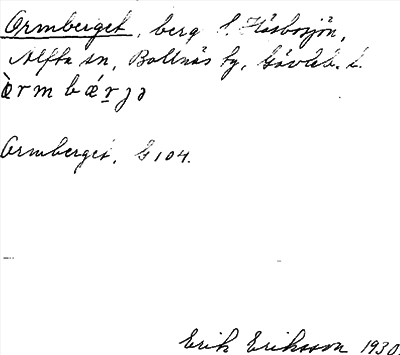 Bild på arkivkortet för arkivposten Ormberget