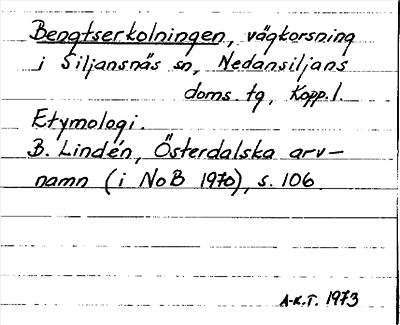 Bild på arkivkortet för arkivposten Bengtserkolningen