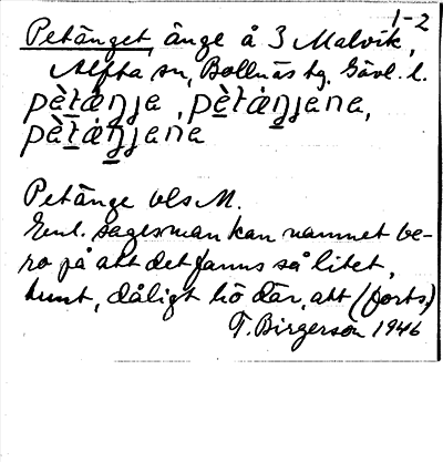 Bild på arkivkortet för arkivposten Petänget