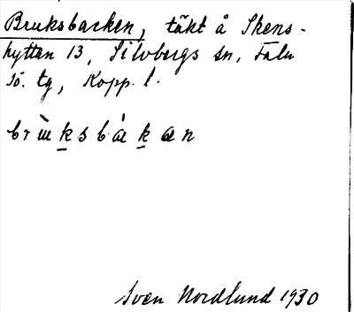 Bild på arkivkortet för arkivposten Bruksbacken