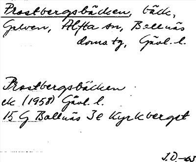 Bild på arkivkortet för arkivposten Prostbergsbäcken