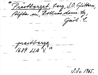 Bild på arkivkortet för arkivposten *Prästberget