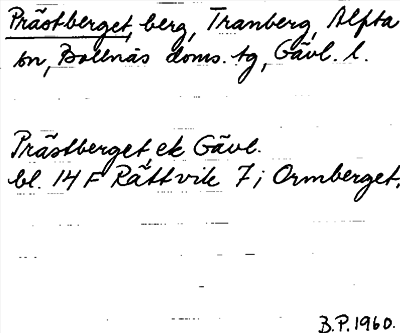 Bild på arkivkortet för arkivposten Prästberget
