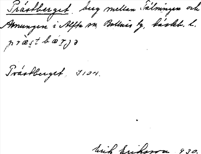 Bild på arkivkortet för arkivposten Prästberget