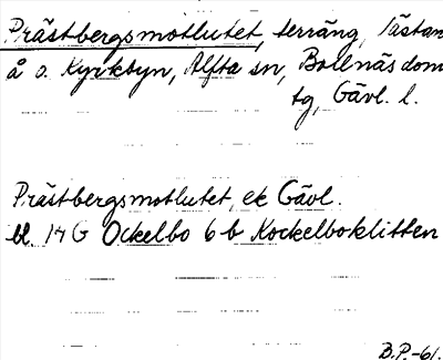 Bild på arkivkortet för arkivposten Prästbergsmotlutet