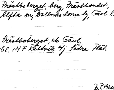Bild på arkivkortet för arkivposten Prästboberget
