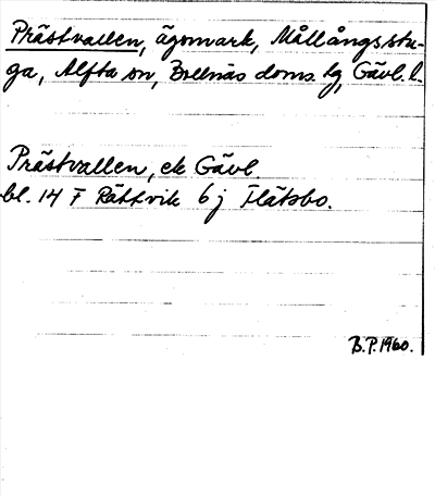 Bild på arkivkortet för arkivposten Prästvallen