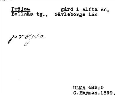 Bild på arkivkortet för arkivposten Pröjsa