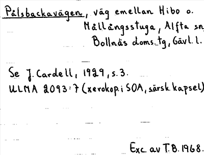 Bild på arkivkortet för arkivposten Pålsbackavägen