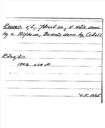 Bild på arkivkortet för arkivposten Rossen