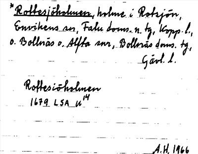 Bild på arkivkortet för arkivposten *Rottesjöholmen
