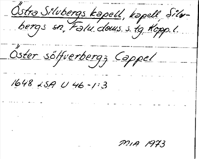 Bild på arkivkortet för arkivposten Östra Silvberg kapell