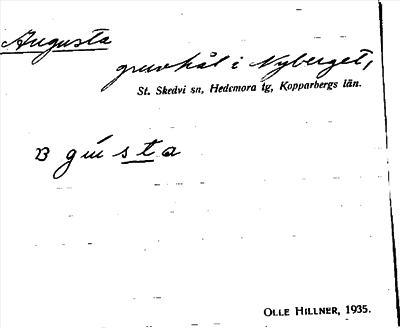 Bild på arkivkortet för arkivposten Augusta