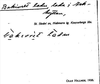 Bild på arkivkortet för arkivposten Bakivret ladu