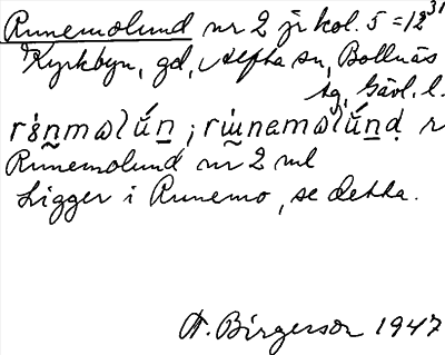 Bild på arkivkortet för arkivposten Runemolund