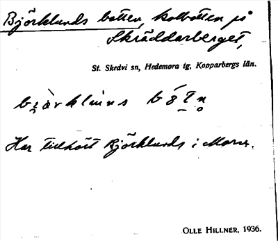 Bild på arkivkortet för arkivposten Björklunds botten