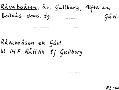 Bild på arkivkortet för arkivposten Rävaboåsen