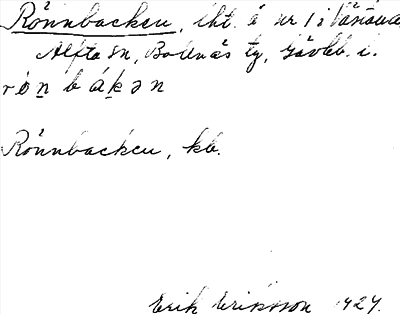Bild på arkivkortet för arkivposten Rönnbacken