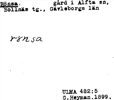 Bild på arkivkortet för arkivposten Rönsa