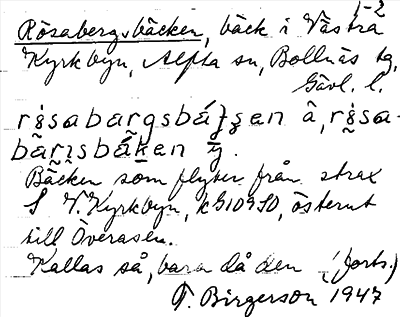 Bild på arkivkortet för arkivposten Rösabergsbäcken