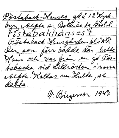 Bild på arkivkortet för arkivposten Röstaback-Hanses