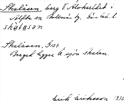 Bild på arkivkortet för arkivposten Skalåsen